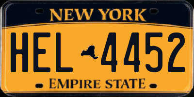 NY license plate HEL4452