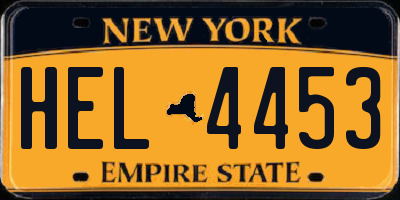 NY license plate HEL4453