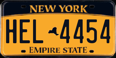 NY license plate HEL4454