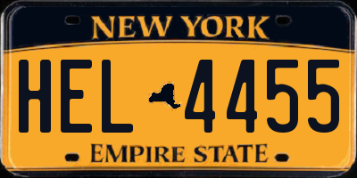 NY license plate HEL4455