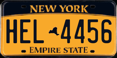 NY license plate HEL4456