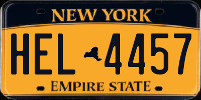 NY license plate HEL4457