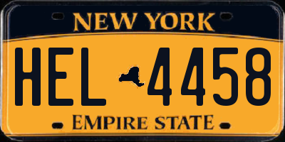 NY license plate HEL4458