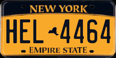 NY license plate HEL4464