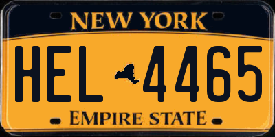 NY license plate HEL4465