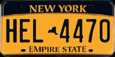 NY license plate HEL4470