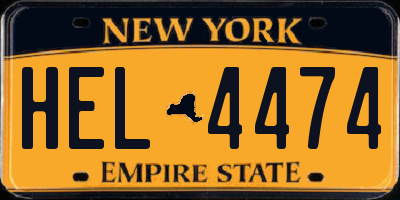 NY license plate HEL4474