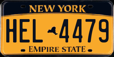 NY license plate HEL4479