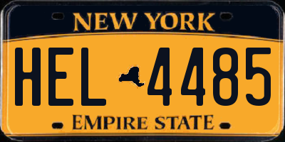 NY license plate HEL4485