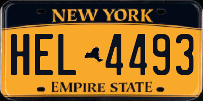 NY license plate HEL4493