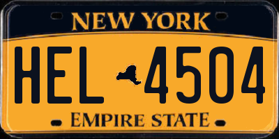 NY license plate HEL4504