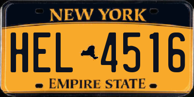 NY license plate HEL4516