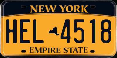 NY license plate HEL4518