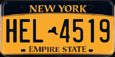 NY license plate HEL4519