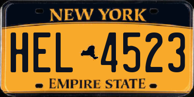 NY license plate HEL4523