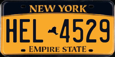 NY license plate HEL4529