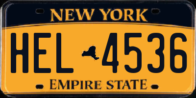 NY license plate HEL4536