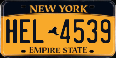 NY license plate HEL4539