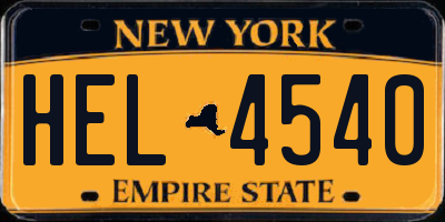 NY license plate HEL4540