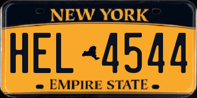 NY license plate HEL4544