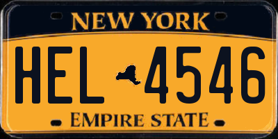 NY license plate HEL4546