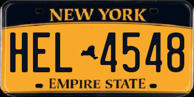 NY license plate HEL4548