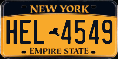 NY license plate HEL4549