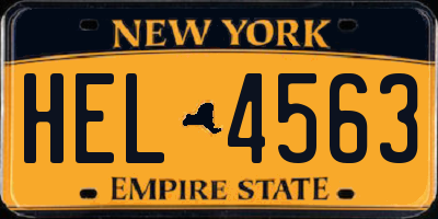 NY license plate HEL4563