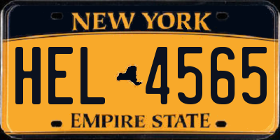 NY license plate HEL4565