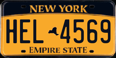 NY license plate HEL4569