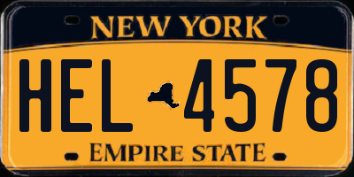 NY license plate HEL4578