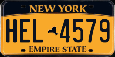 NY license plate HEL4579