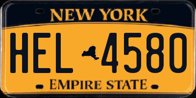 NY license plate HEL4580