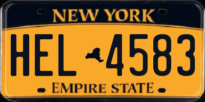 NY license plate HEL4583