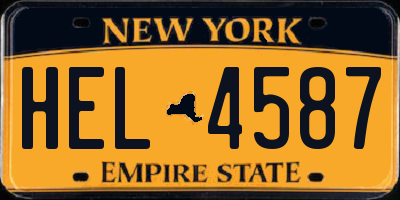 NY license plate HEL4587