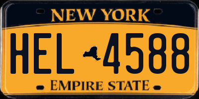 NY license plate HEL4588