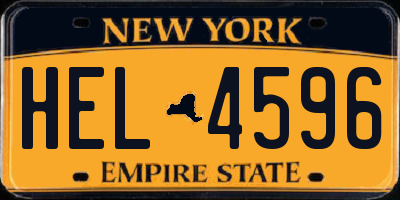 NY license plate HEL4596