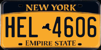 NY license plate HEL4606
