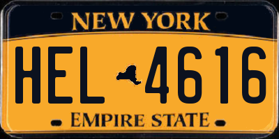 NY license plate HEL4616