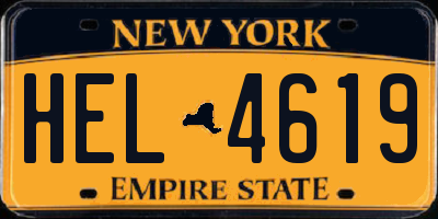 NY license plate HEL4619