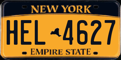 NY license plate HEL4627