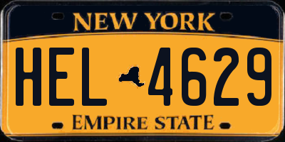 NY license plate HEL4629