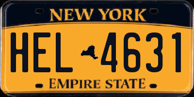 NY license plate HEL4631