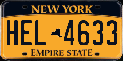NY license plate HEL4633