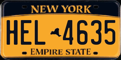 NY license plate HEL4635