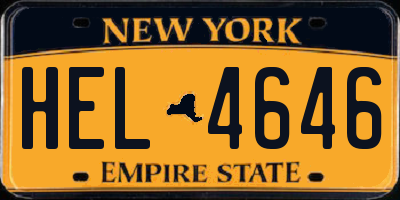 NY license plate HEL4646