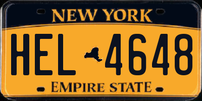 NY license plate HEL4648