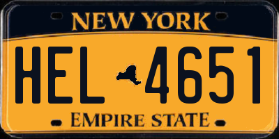 NY license plate HEL4651