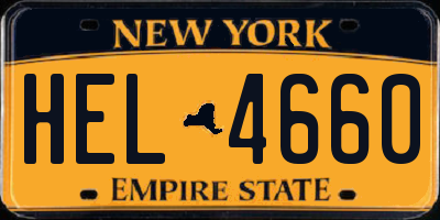 NY license plate HEL4660