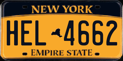 NY license plate HEL4662